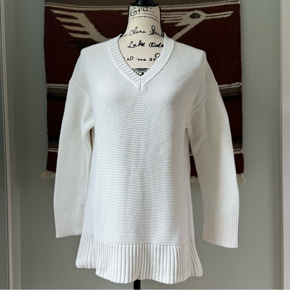 Everlane Link Stitch V-Neck Tunic Sweater